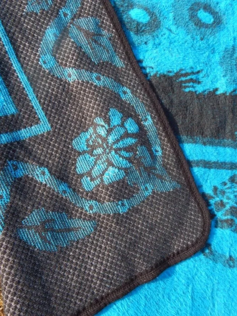 Vintage Peacock Boho Shabby Chic Blanket Reversible 100X74 ******